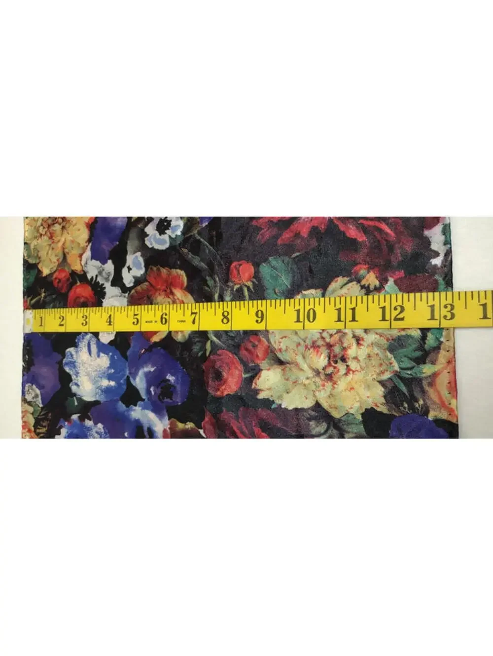 Vintage Floral Black Satin Hankie Men's Handkerchief Roses Print 13 x 13 inches